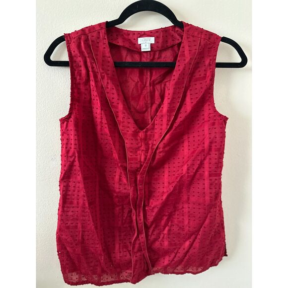J.Crew Crimson Sleeveless textured swiss dot top Size 0 VGUC - Picture 1 of 6